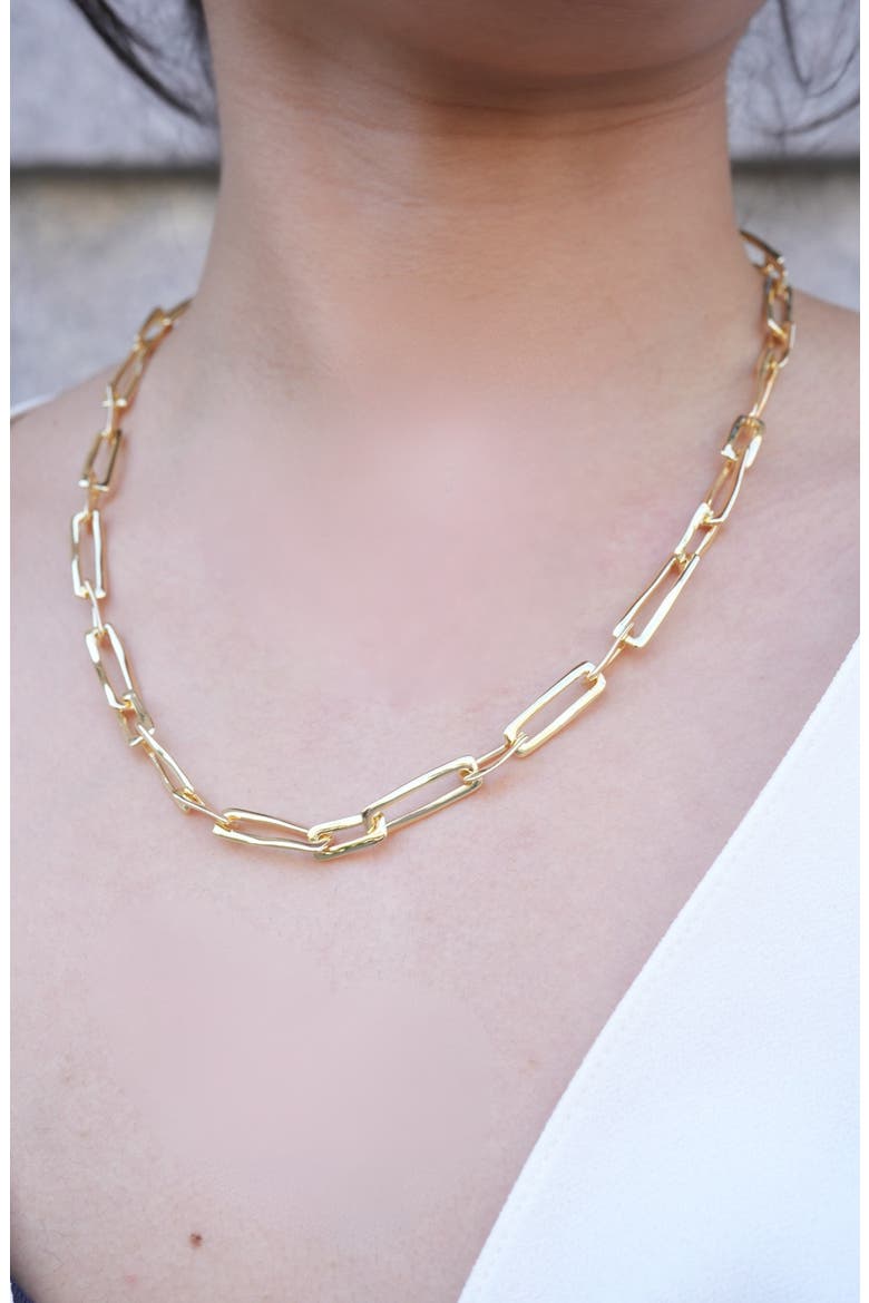 Chunky Paper Clip Chain Necklace, Alternate, color, GOLD