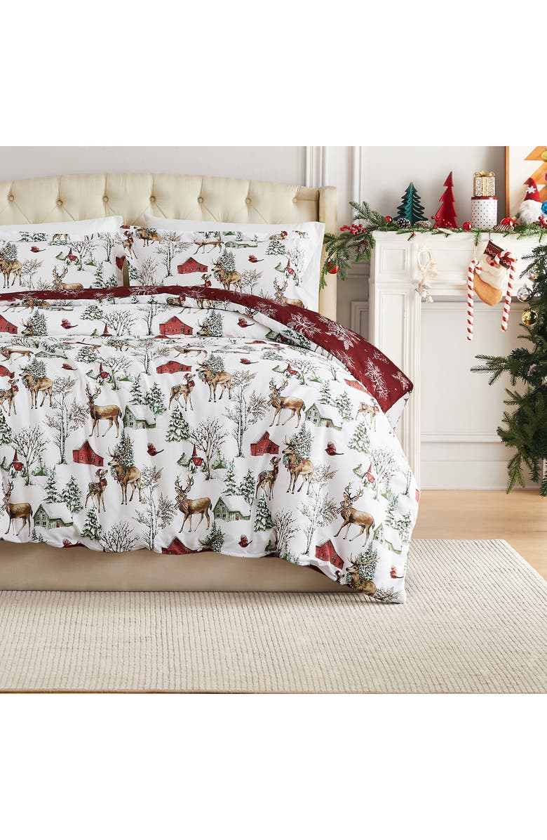 SOUTHSHORE FINE LINENS White Christmas Oversize Holiday Comforter Set, Alternate, color, White Christmas