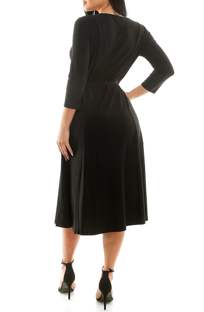 Nina Leonard Sylvia Crystal Embellished Fit & Flare Dress, Alternate, color, Black