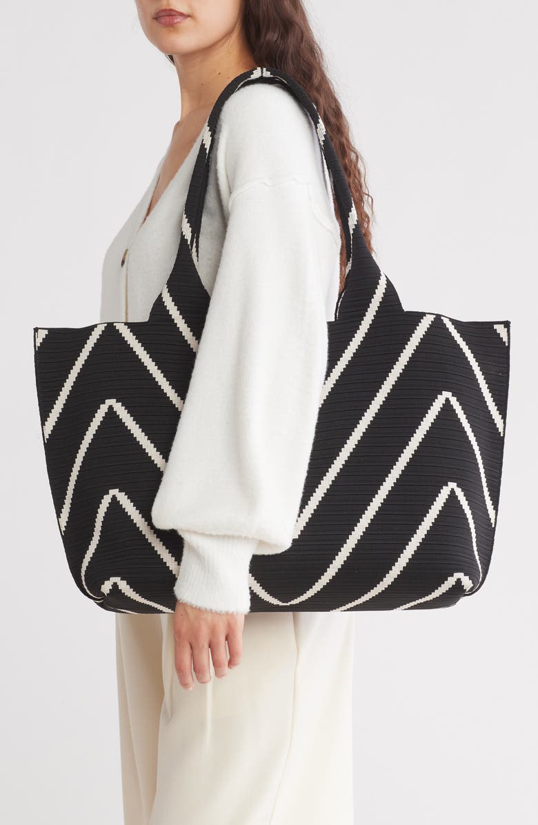 BCBG Chevron Stripe Woven Tote Bag, Alternate, color,
