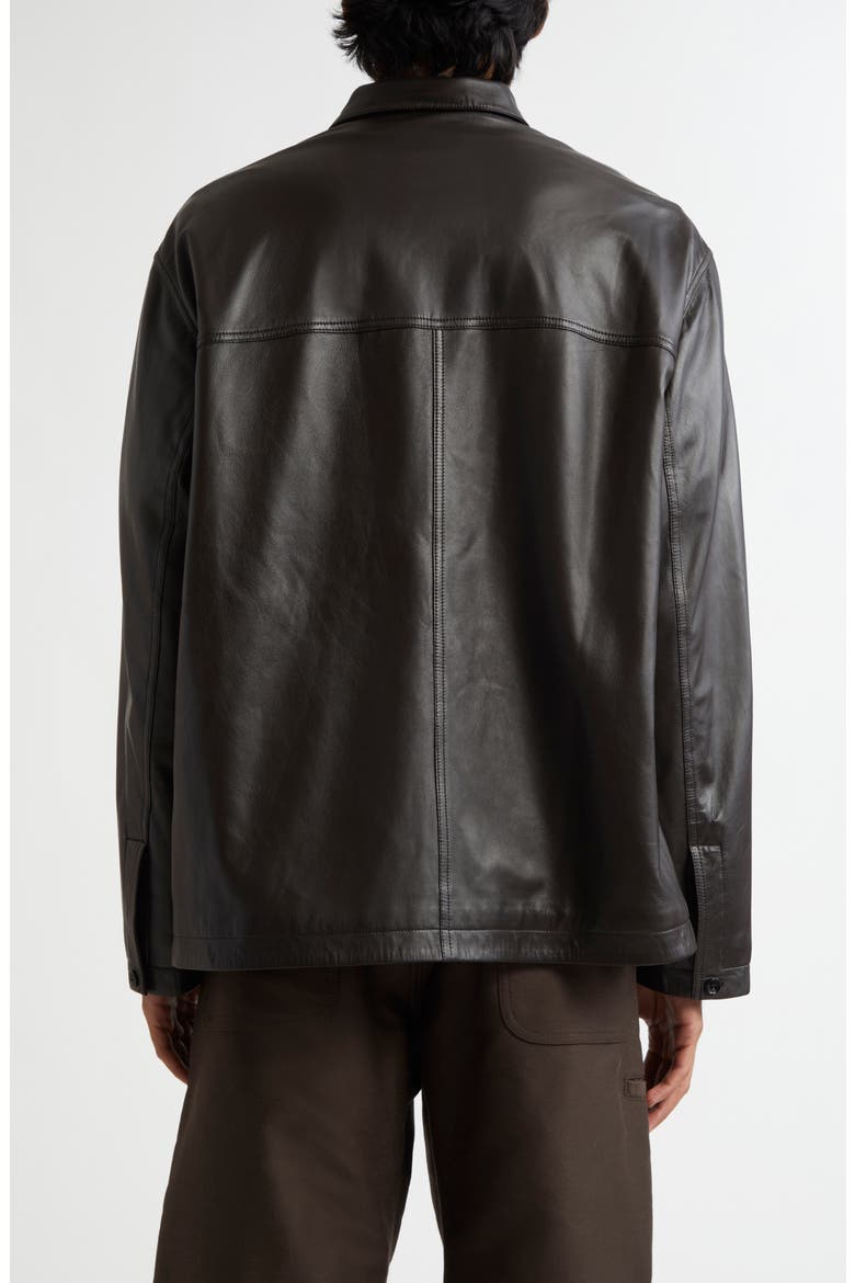 Stand Collar Leather Shirt Jacket (Men) | Nordstrom