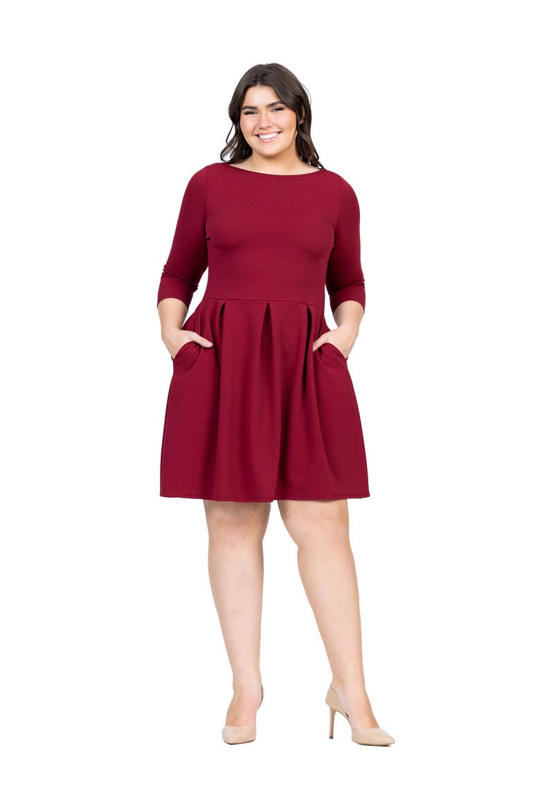 Plus Size Perfect Fit and Flare Pocket Dress, Main, color, Burgundy
