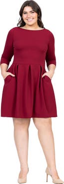 24seven Comfort Apparel Plus Size Perfect Fit and Flare Pocket Dress