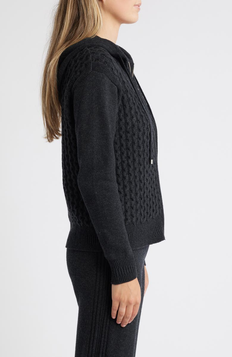 Anne Klein Cable Stitch Zip Hoodie, Alternate, color, 