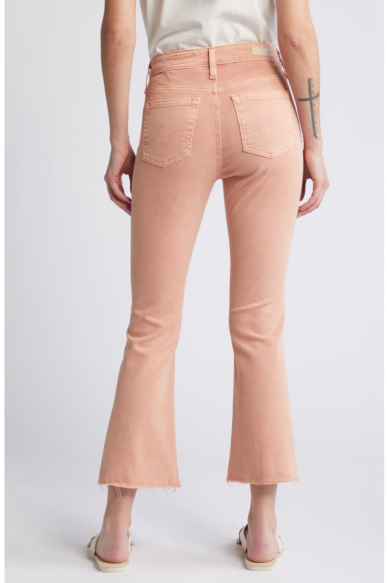 Farrah High Waist Raw Hem Crop Bootcut Jeans, Alternate, color, SULFUR PINK PEACH