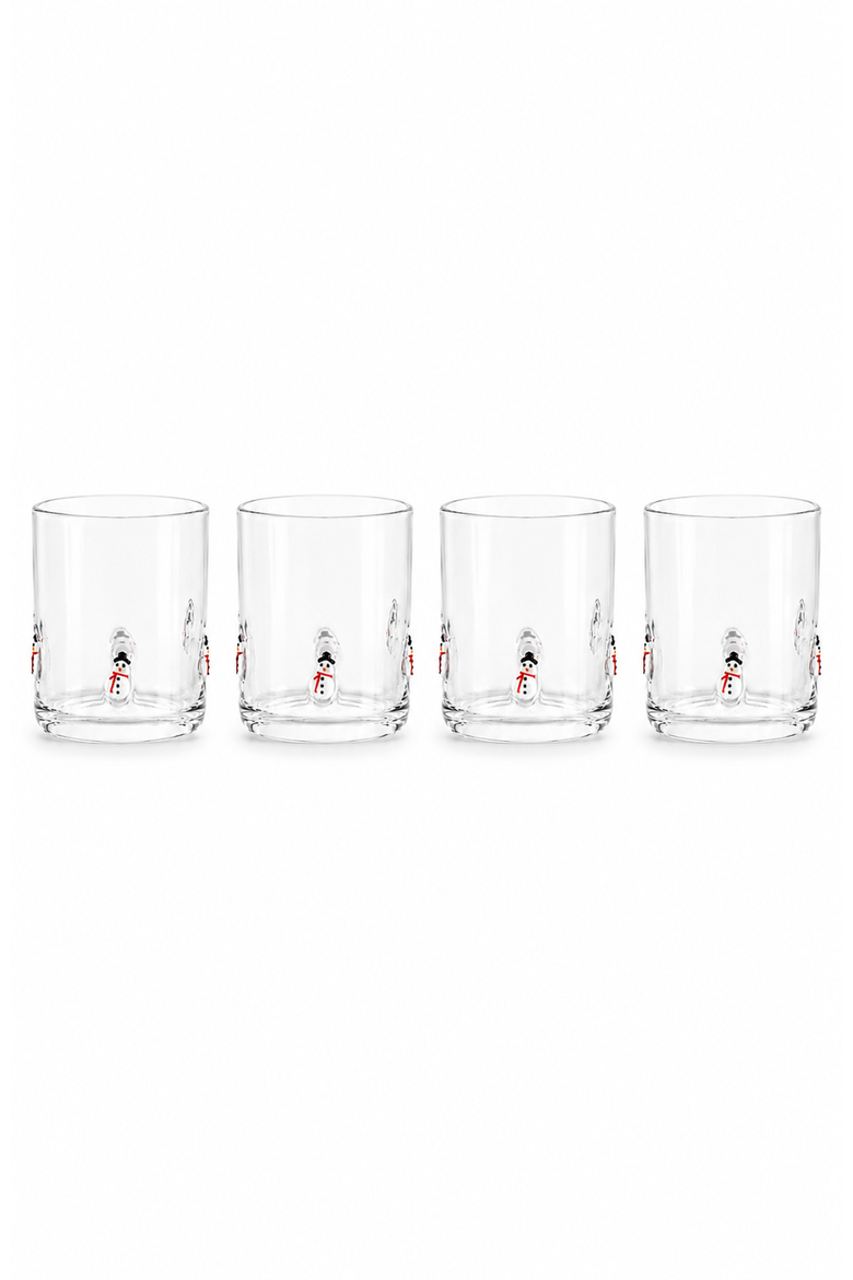 Snowman Icon Glass, Set of 4, Main, color, Multi