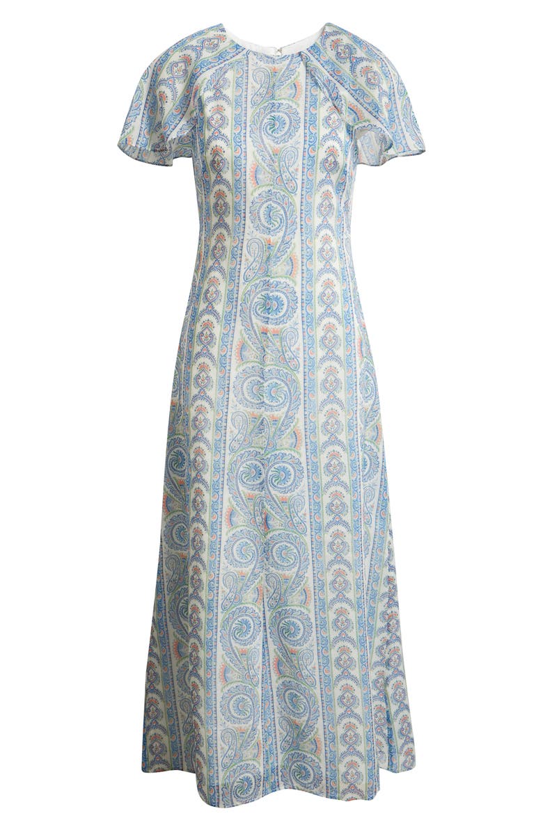 Hill House Home Davina Capelet Sleeve Cotton & Silk Maxi Dress, Alternate, color, Corsica Paisley Blue