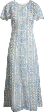 Hill House Home Davina Capelet Sleeve Cotton & Silk Maxi Dress