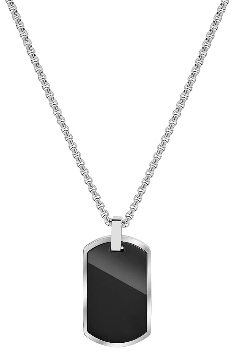 Men's Stainless Steel Dog Tag Pendant Necklace, Main, color, BLACK