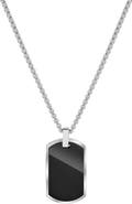 GEOFFREY BEENE Men's Stainless Steel Dog Tag Pendant Necklace
