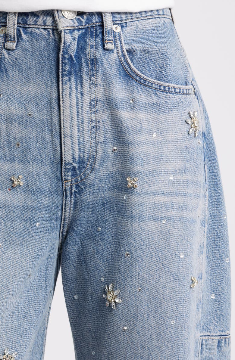 rag & bone Charlie Flower Crystal High Waist Ankle Barrel Jeans, Alternate, color, 