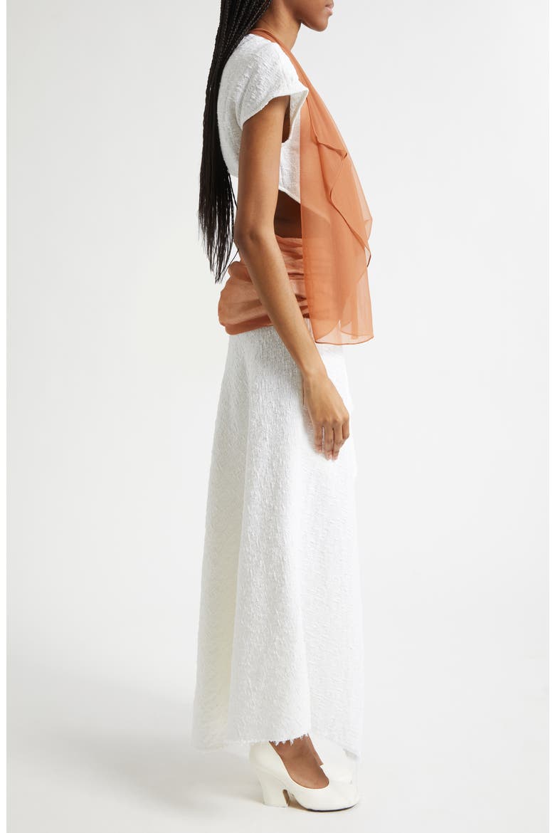 Mixed Media Cape Dress, Alternate, color, WHITE