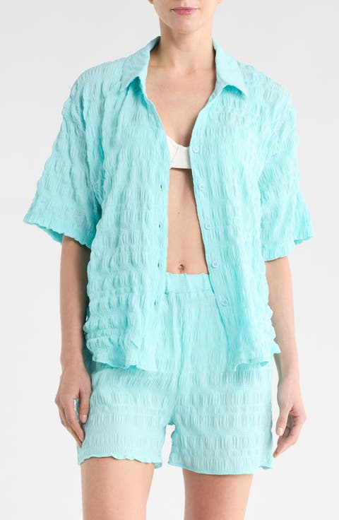 Crinkle Cover-Up Top & Shorts Set