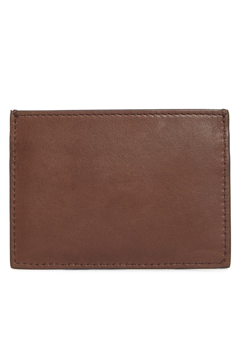 Soft Calfskin Leather Card Holder, Alternate, color, DARK BROWN