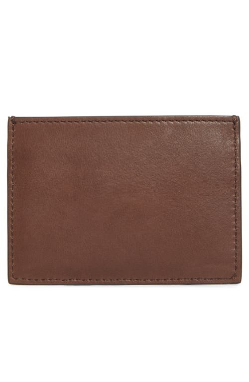 Thom Browne Soft Calfskin Leather Card Holder In Dark Brown