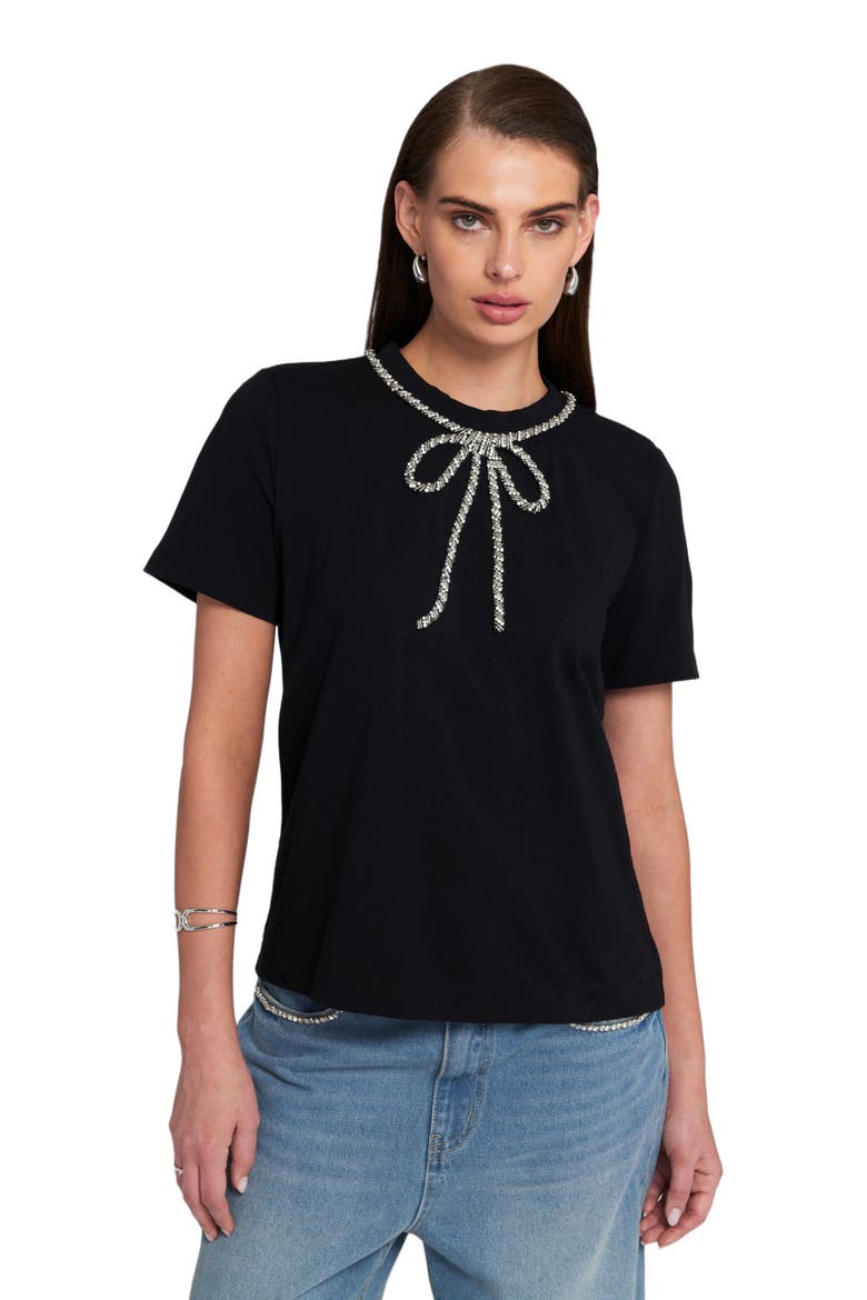Embellished Bow Tee T-Shirt, Main, color, Black