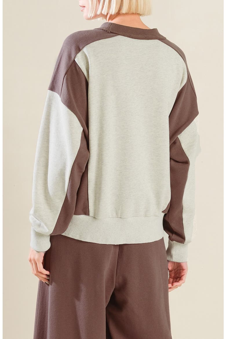 Colorblock Sweatshirt, Alternate, color, OATMEAL/ BROWN