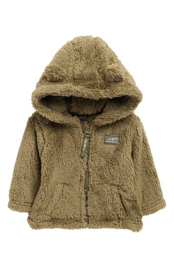 Eddie Bauer Plush Faux Fur Hooded Zip Jacket In Brown