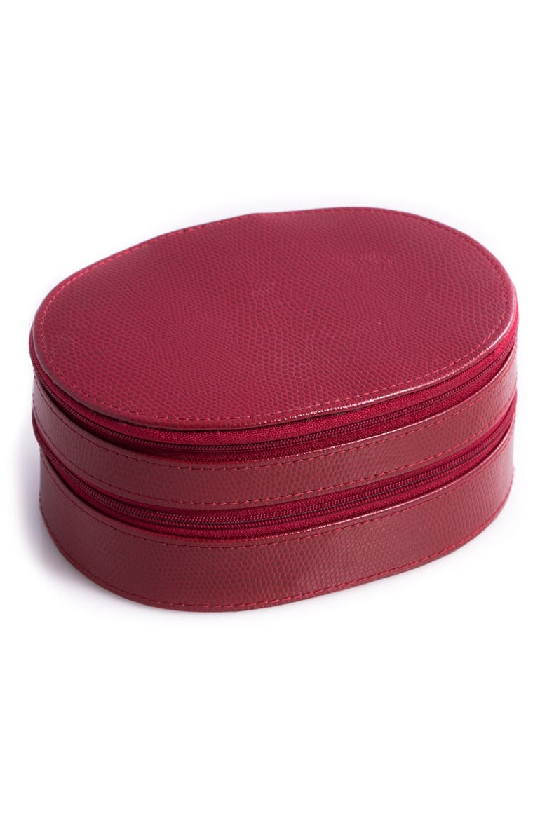 Leather Travel Jewelry Case, Main, color, RED
