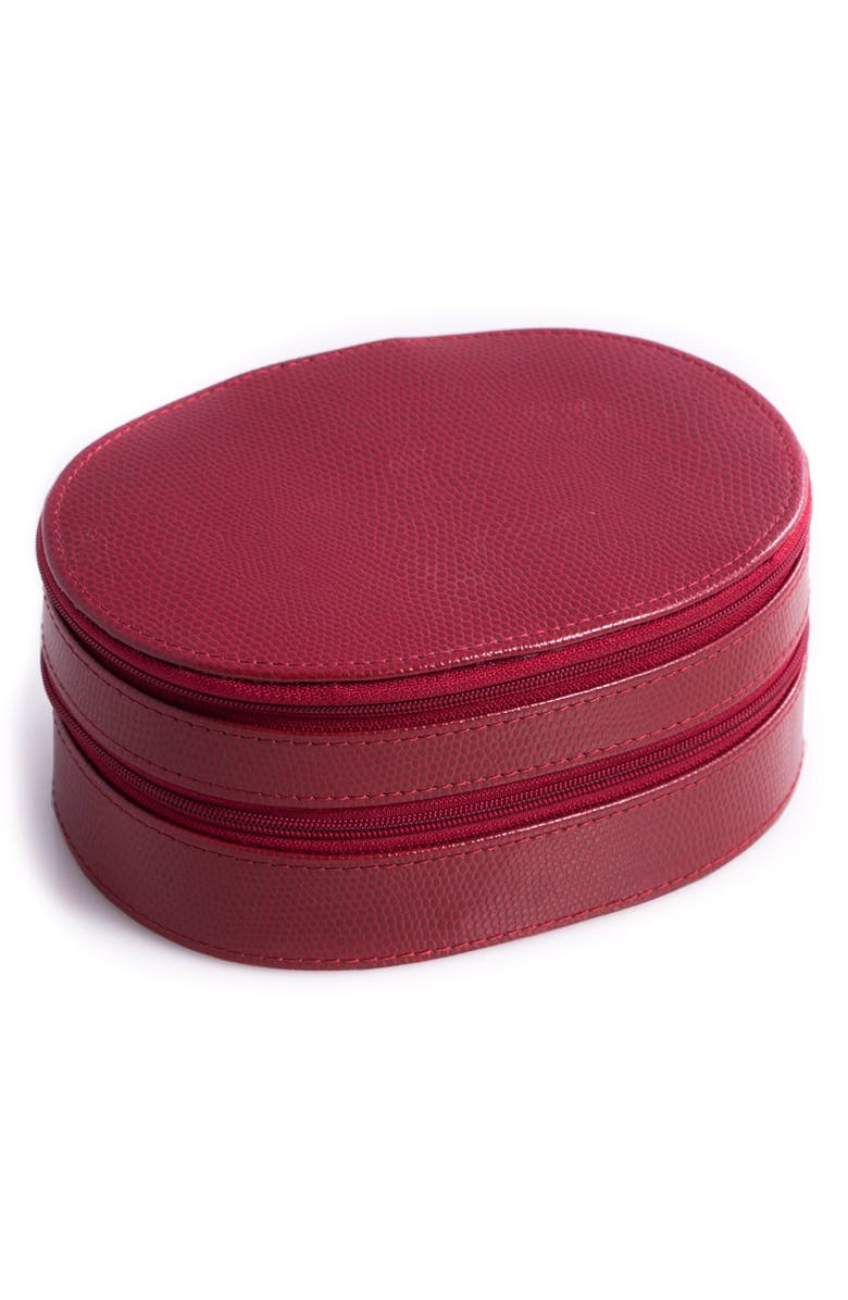 Bey-Berk Leather Travel Jewelry Case, Main, color, Red