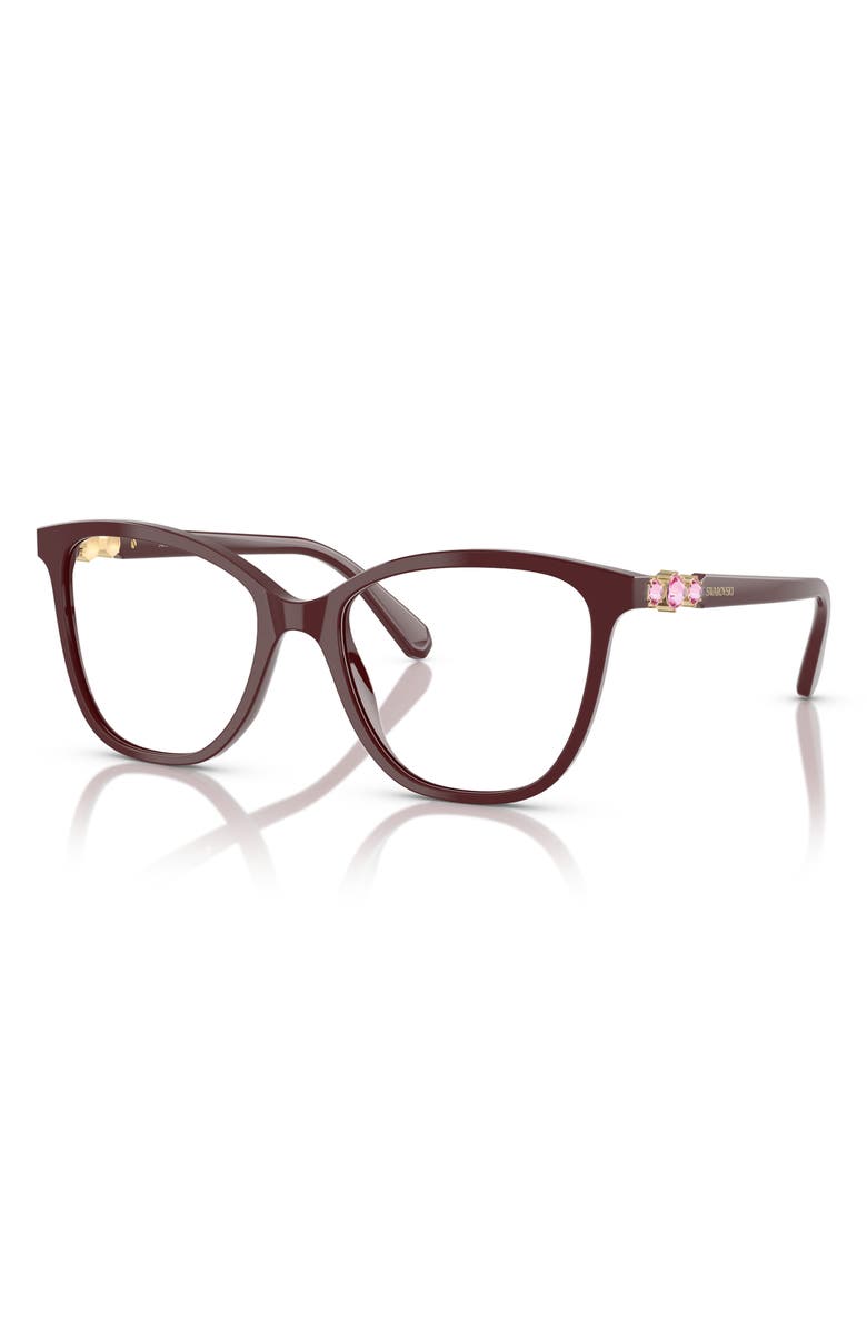 Swarovski 54mm Square Optical Glasses, Alternate, color, Burgundy