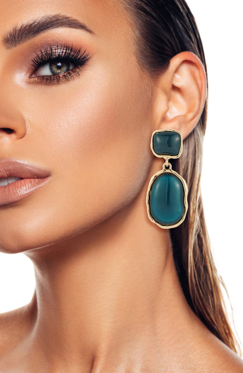 SPHERA MILANO Faux Stone Drop Earrings, Alternate, color, Gold/Blue