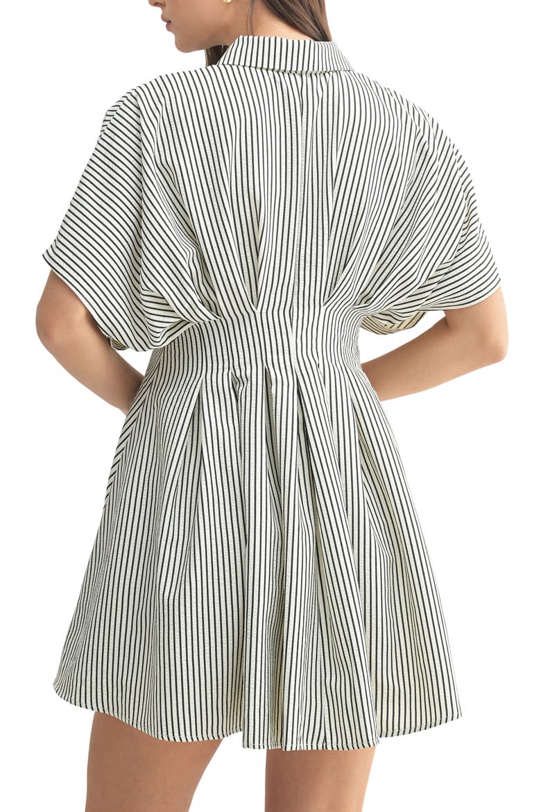 Dolman Sleeve Stripe Mini Shirtdress, Alternate, color, CREAM BLACK STRIPE