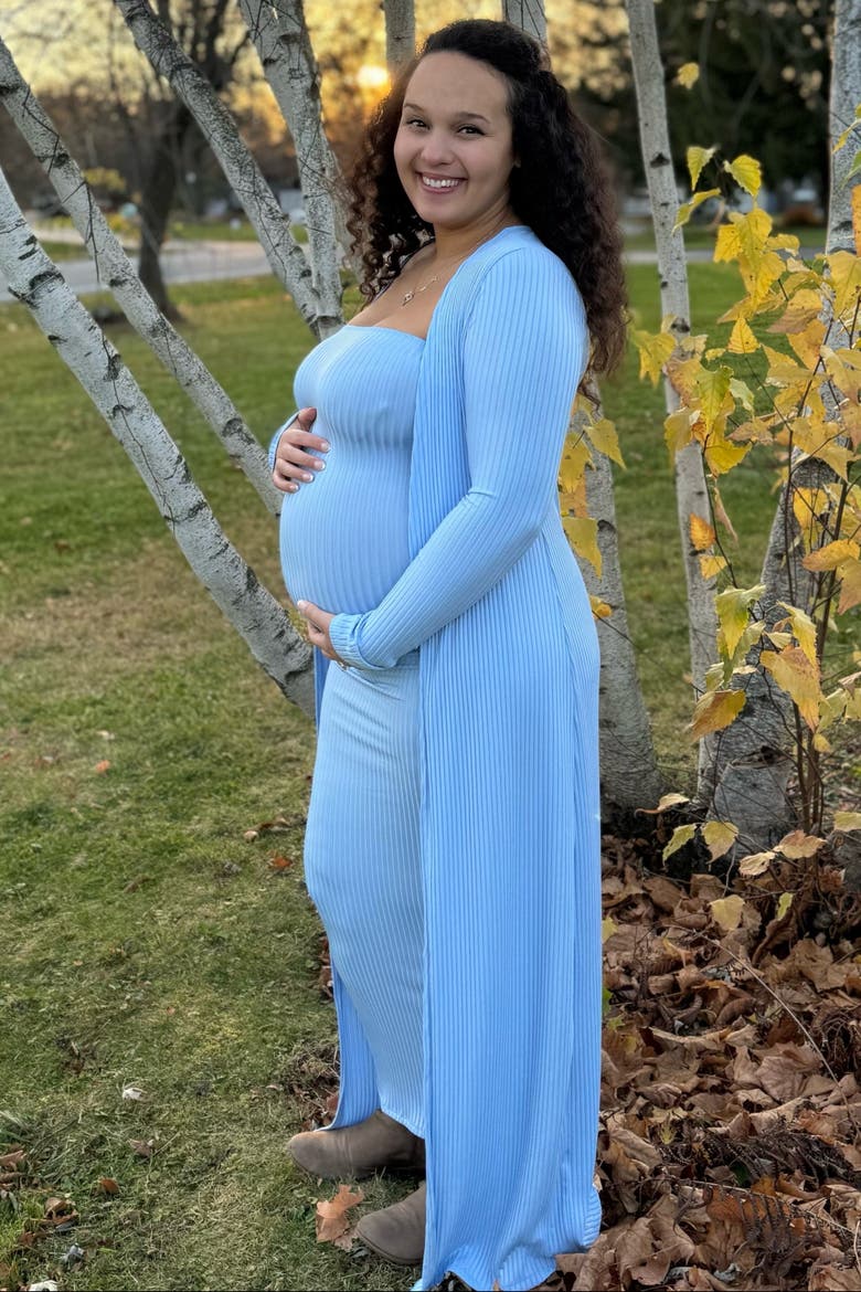 Ribbed Sleeveless Dress Cardigan Set, Alternate, color, Light Blue