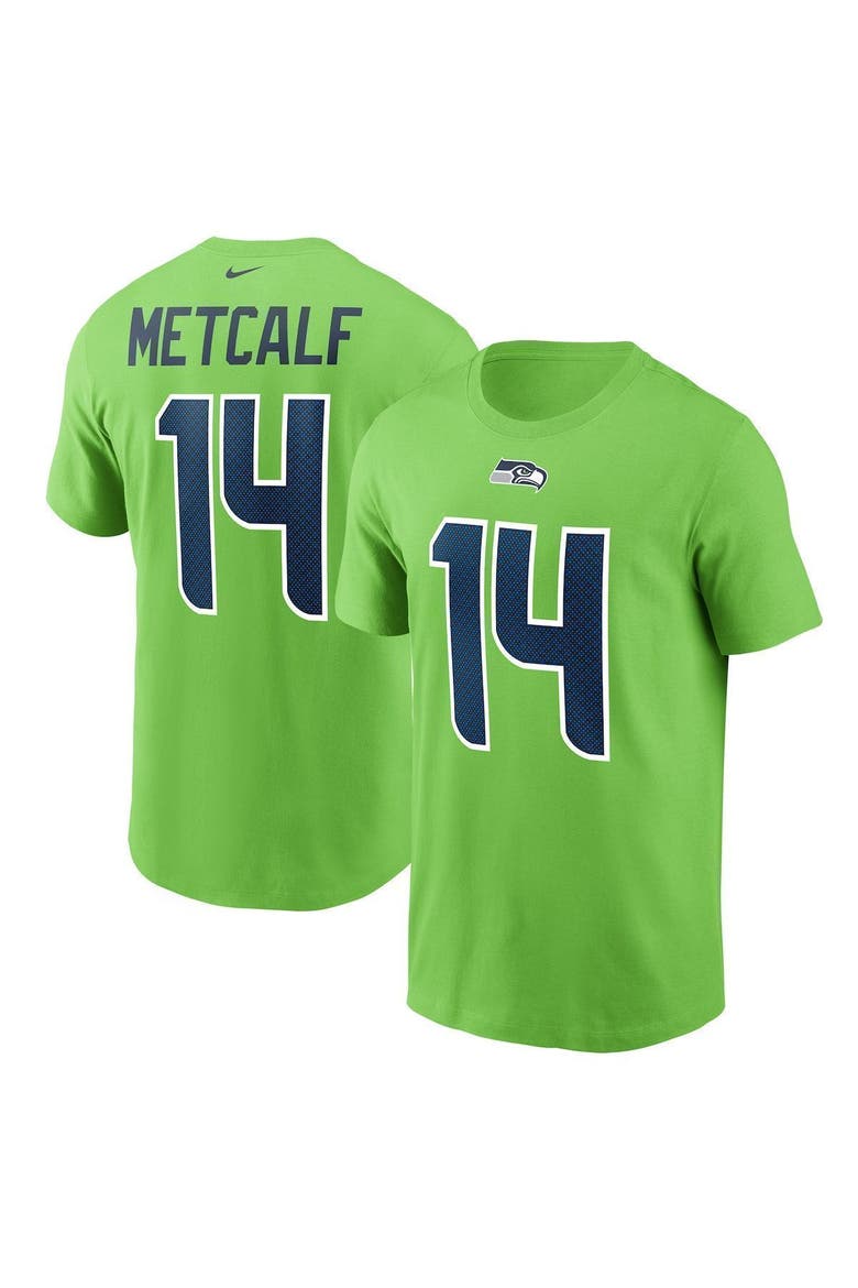 Men's Nike DK Metcalf Neon Green Seattle Seahawks Name & Number T-Shirt, Main, color, NEON GREEN