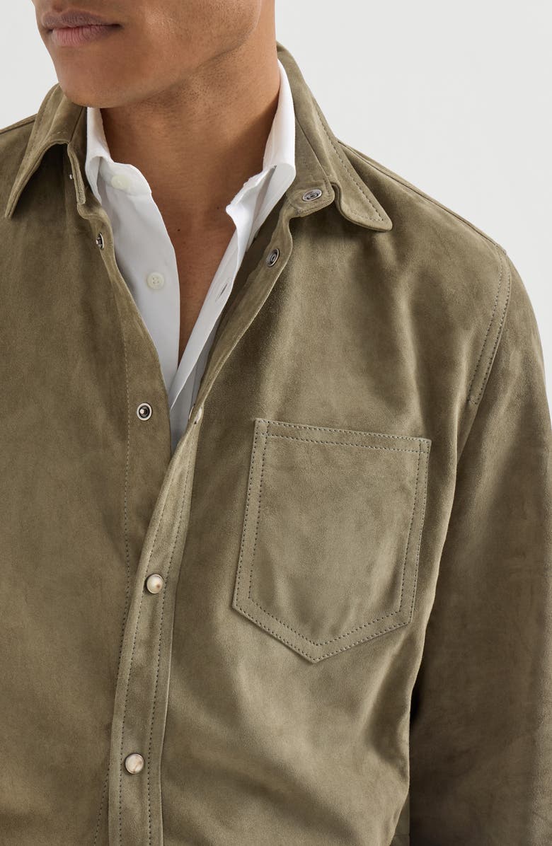 Brunello Cucinelli Suede overshirt, Alternate, color, Military