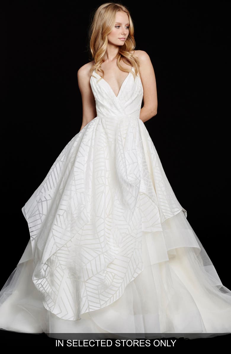 Hayley Paige Bahati Beaded Bodice Draped Organza & Tulle Ballgown, Main, color,
