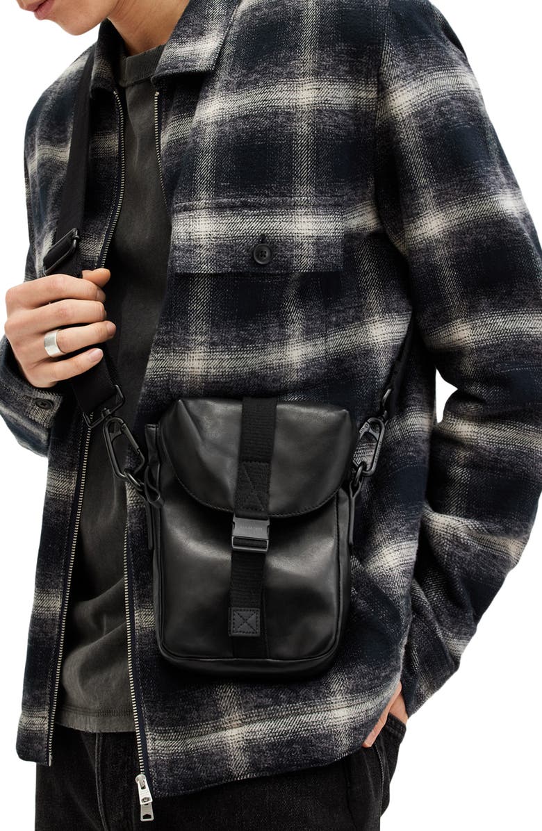 AllSaints Juan Leather Crossbody Bag, Alternate, color,