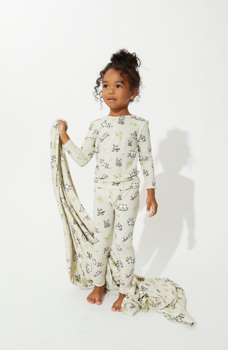 Bellabu Bear Kids' Panda Bear Fitted Two-Piece Pajamas, Alternate, color,