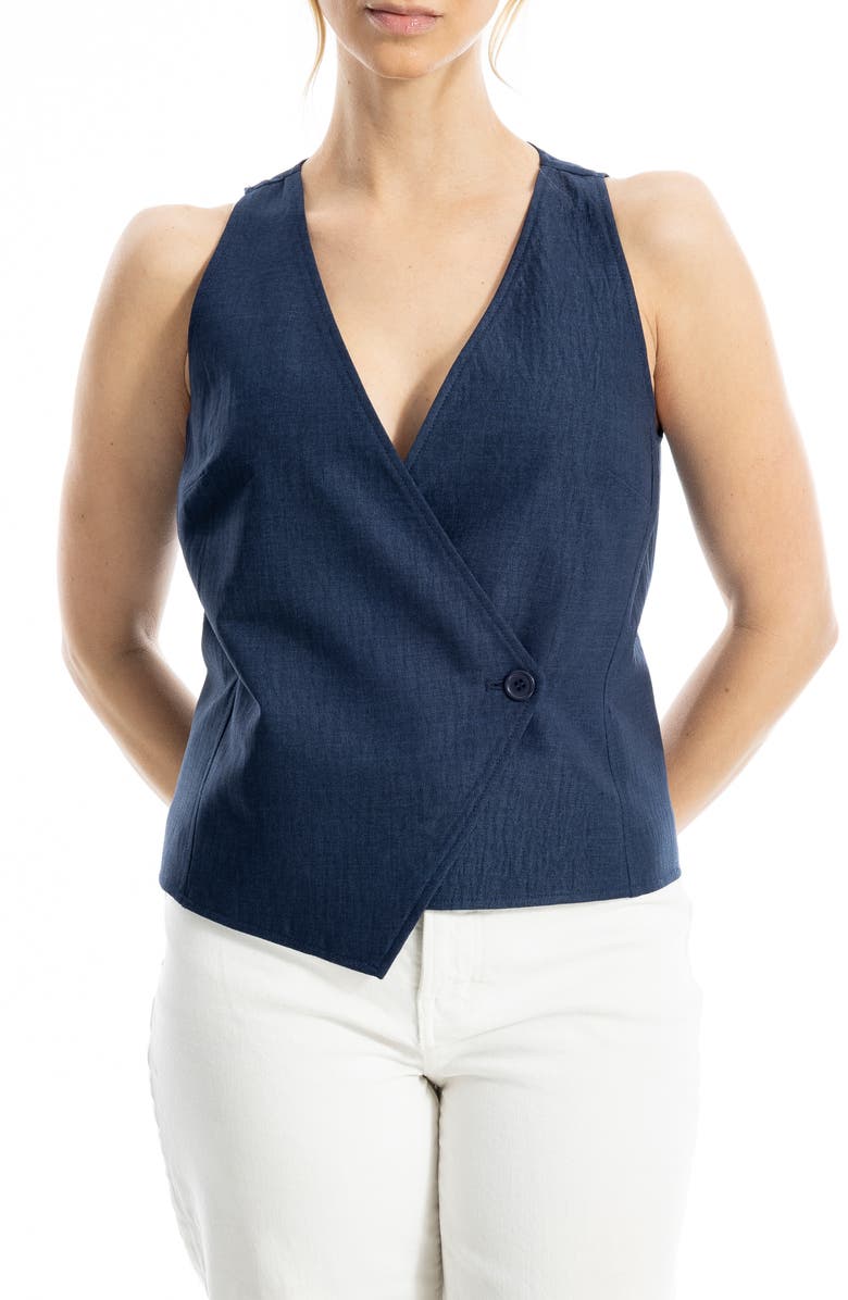 MAX STUDIO Tailored Vest, Main, color, Heather Navy