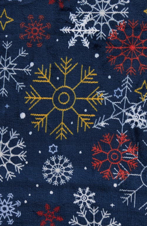 Woven & Weft Holiday Print Reversible Faux Shearling Throw Blanket In Blue