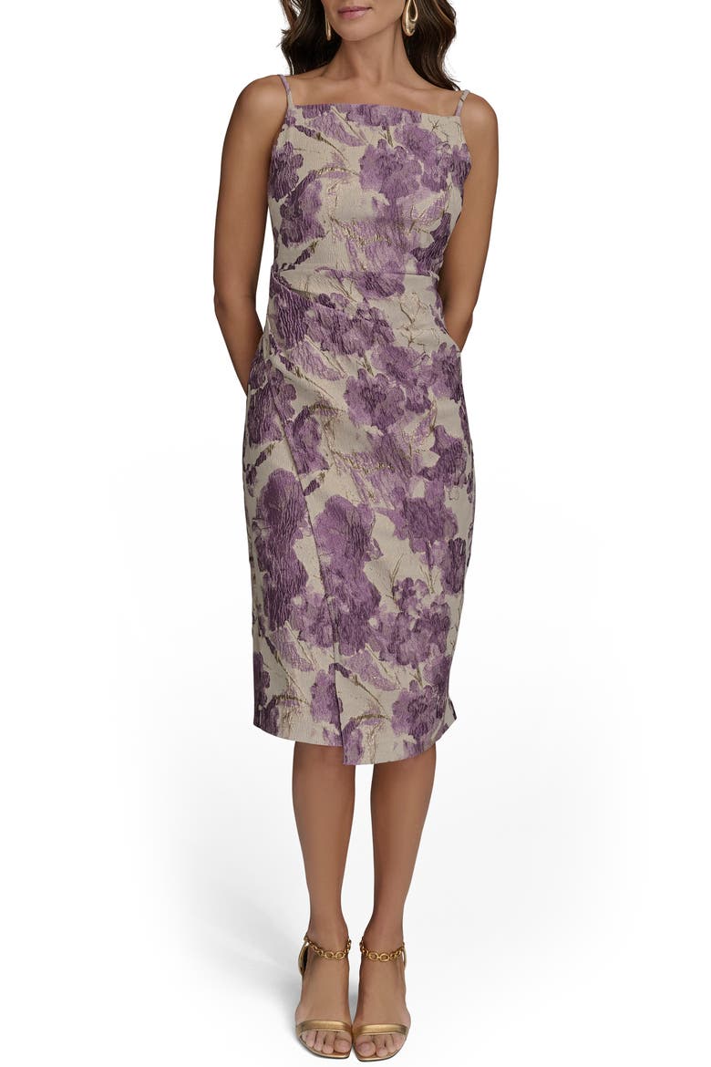Floral Metallic Jacquard Midi Dress, Main, color, WISTERIA M