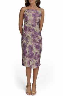 Donna Karan New York Floral Metallic Jacquard Midi Dress