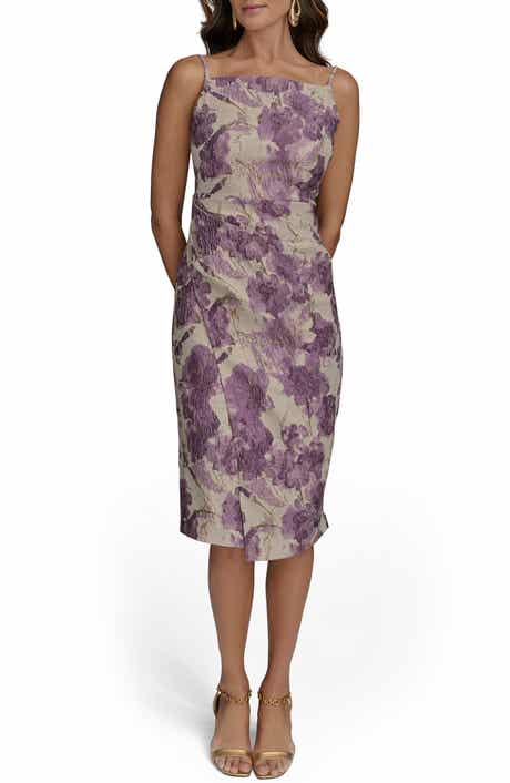 Donna Karan New York Floral Metallic Jacquard Midi Dress