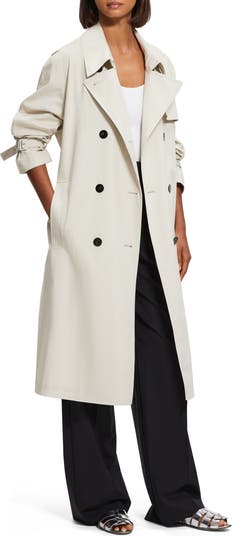 Theory Sleek Double Breasted Cotton Blend Trench Coat | Nordstrom
