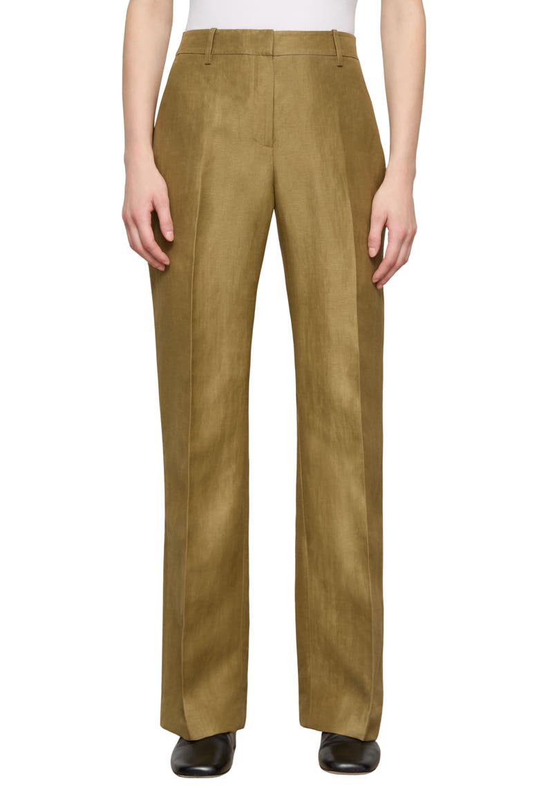 Gates Floral Linen Blend Pants, Main, color, KHAKI GREEN