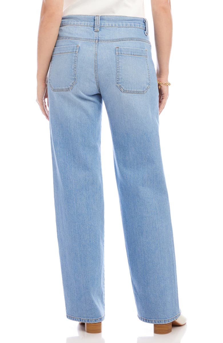 Karen Kane Lauren Patch Pocket High Waist Wide Leg Jeans, Alternate, color, Light Blue