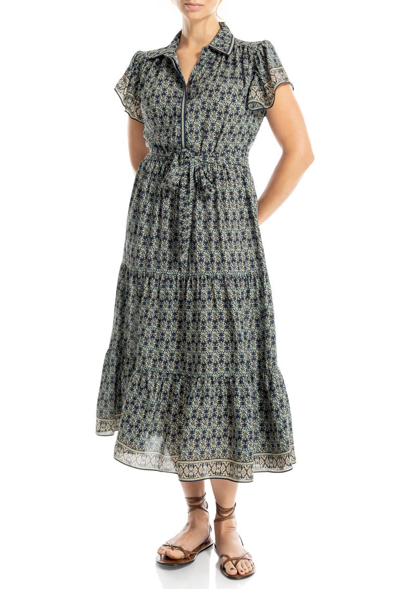 Floral Tie Front Shirtdress, Alternate, color, NAVY NOUVEAU MINI LILIES