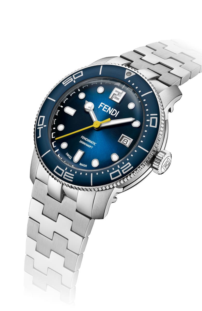 Fendi Automatic Bracelet Watch, 42mm, Alternate, color, Stainless Steel