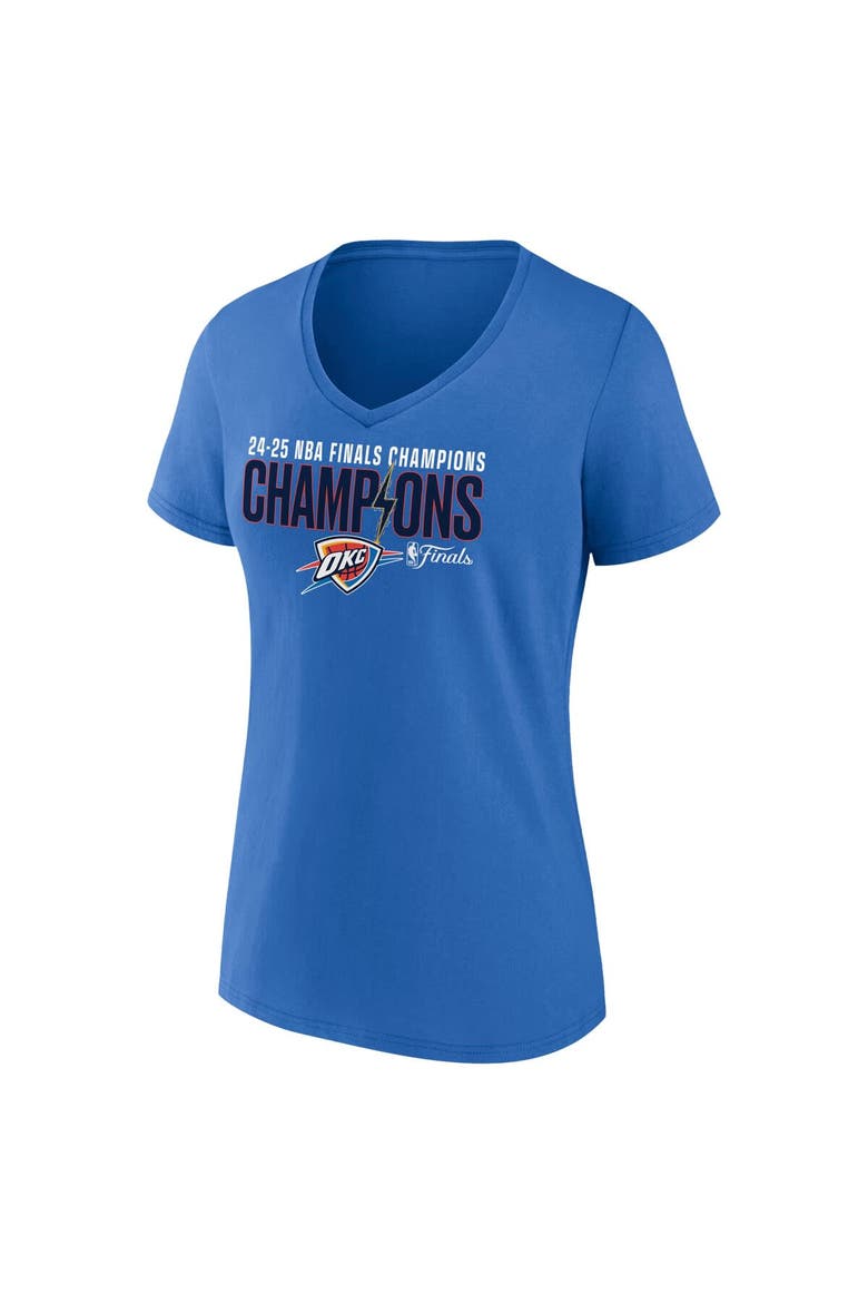 Women's Fanatics  Blue Oklahoma City Thunder 2025 NBA Finals Champions Fast Break Hometown V-Neck T-Shirt, Alternate, color, Blue