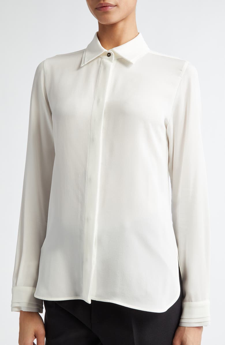 Max Mara Norel Silk Button-Up Shirt, Alternate, color,