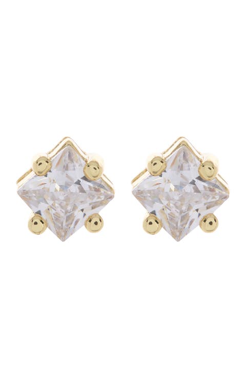 Demi Fine Princess CZ Stud Earrings