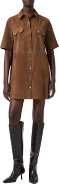 AllSaints Rock Western Leather Mini Shirtdress