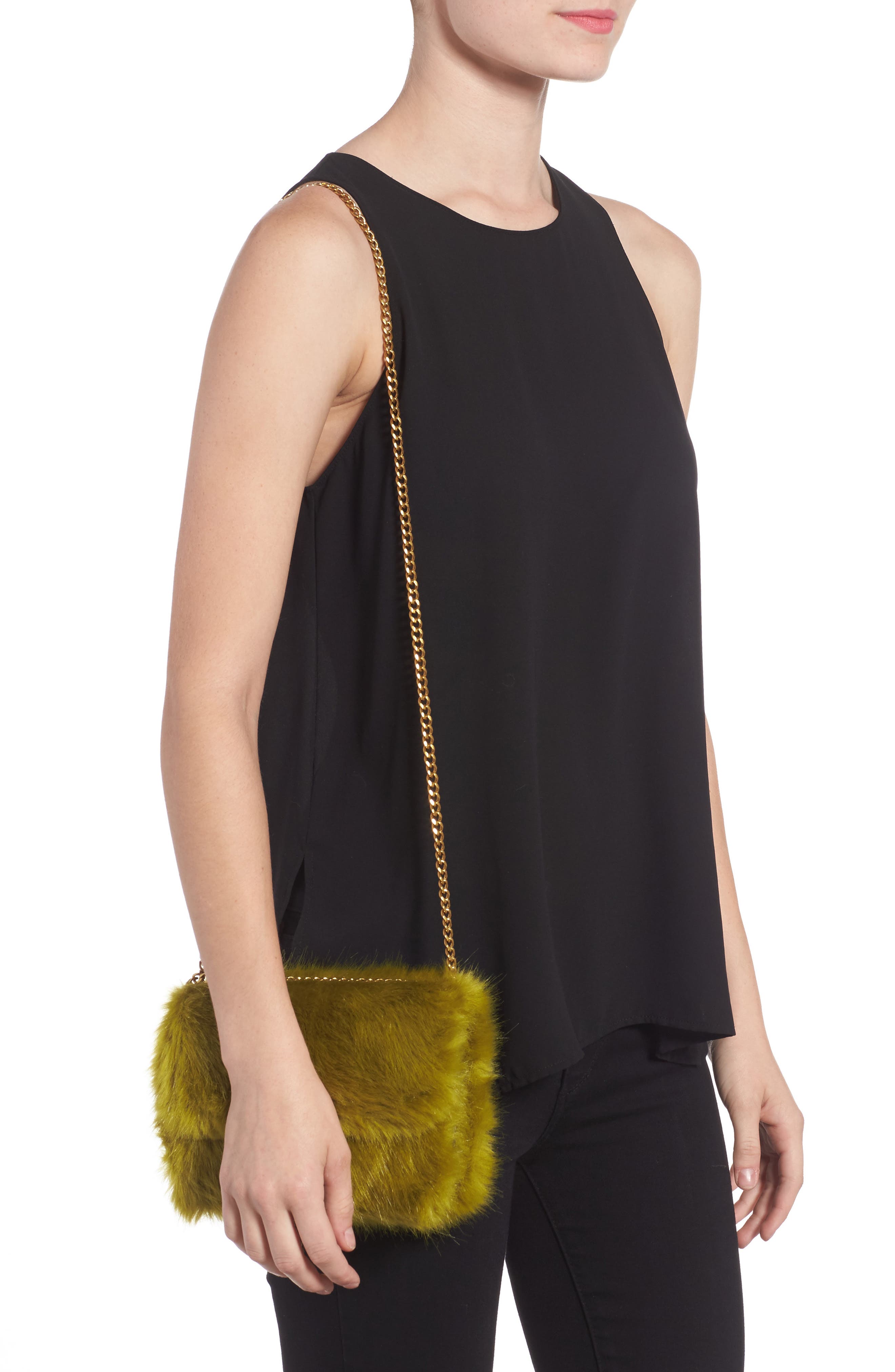 Mini Chelsea Faux Fur Convertible Crossbody Bag, Alternate, color, CRESS