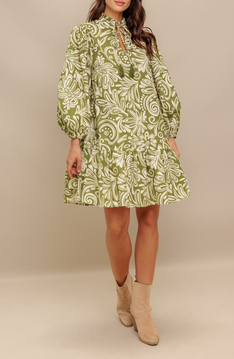 FLYING TOMATO Bracelet Sleeve Minidress, Alternate, color, Olive