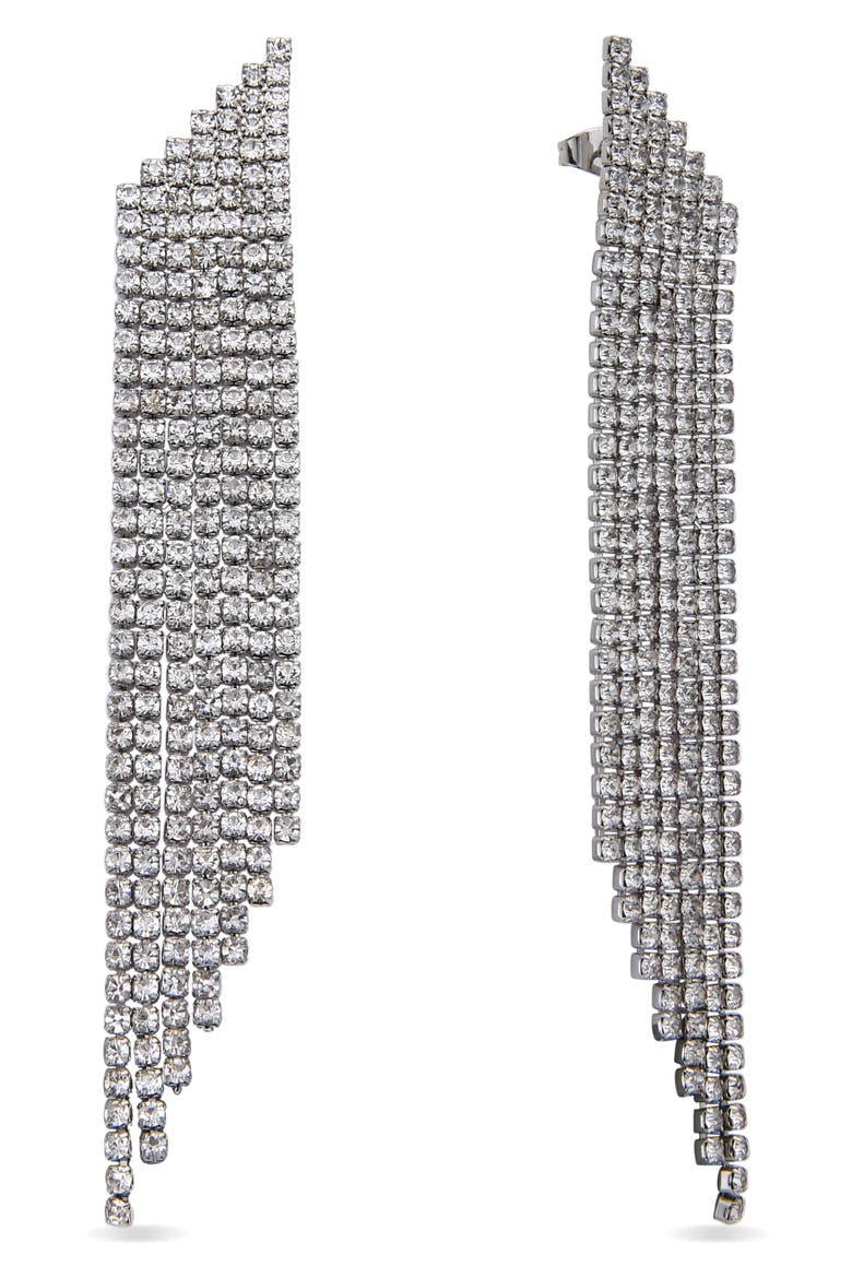 Camille Crystal Fringe Drop Earrings, Main, color, SILVER